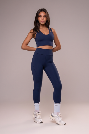 Conjunto Legging e Top Alças Duplas Essentials Azul Noturno