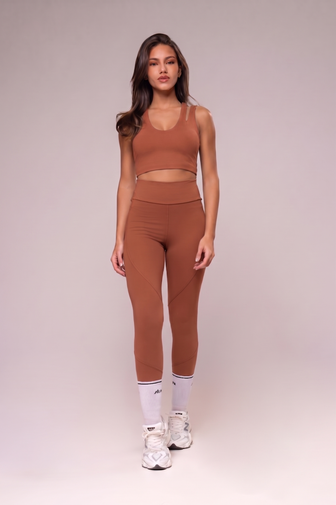 Conjunto Legging e Top Alças Duplas Essentials Telha