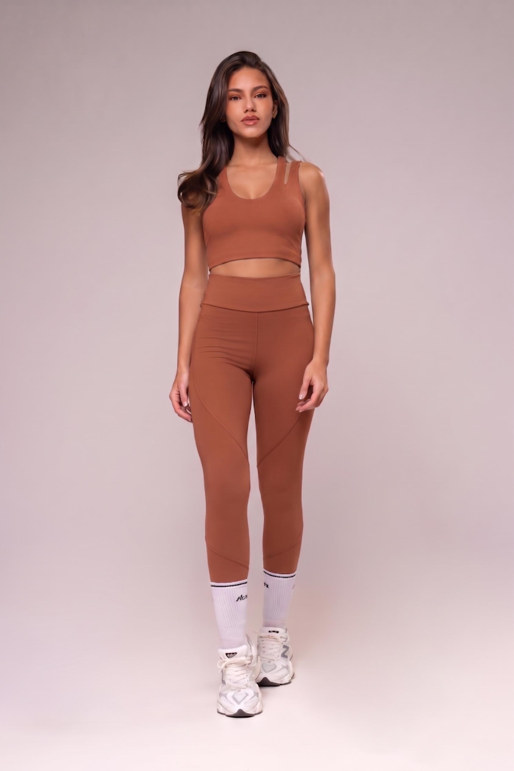 Conjunto Legging e Top Alças Duplas Essentials Telha