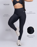 Calça Legging Fitness New Essence Preto -  Sem Costura Frontal