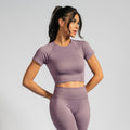 Conjunto Top e Calça Cropped Seamless Canelado Roxo TP1548