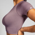 Conjunto Top e Calça Cropped Seamless Canelado Roxo TP1548
