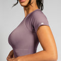 Conjunto Top e Calça Cropped Seamless Canelado Roxo TP1548