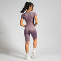 Conjunto Top e Calça Cropped Seamless Canelado Roxo TP1548