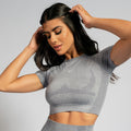 Conjunto Top e Calça Cropped Seamless Mescla Claro TP1554