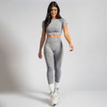 Conjunto Top e Calça Cropped Seamless Mescla Claro TP1554