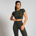 Conjunto Top e Calça Cropped Seamless Mescla Escuro TP1555