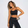 Conjunto Top e Calça Fitness Preto de Alcinha Assimétrico TP1356