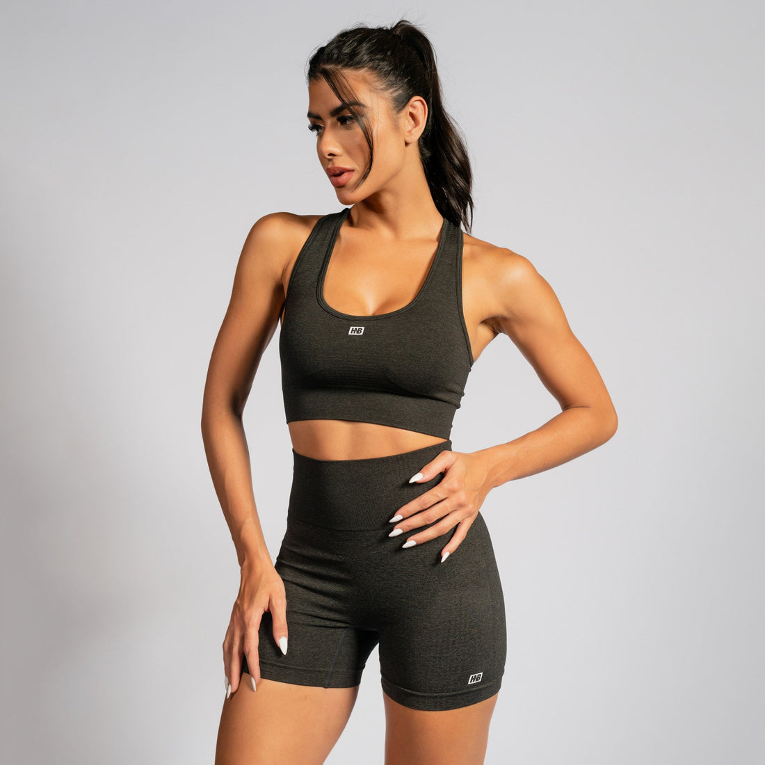 Conjunto Top e Calça Fitness Seamless Mescla Escuro TP1558