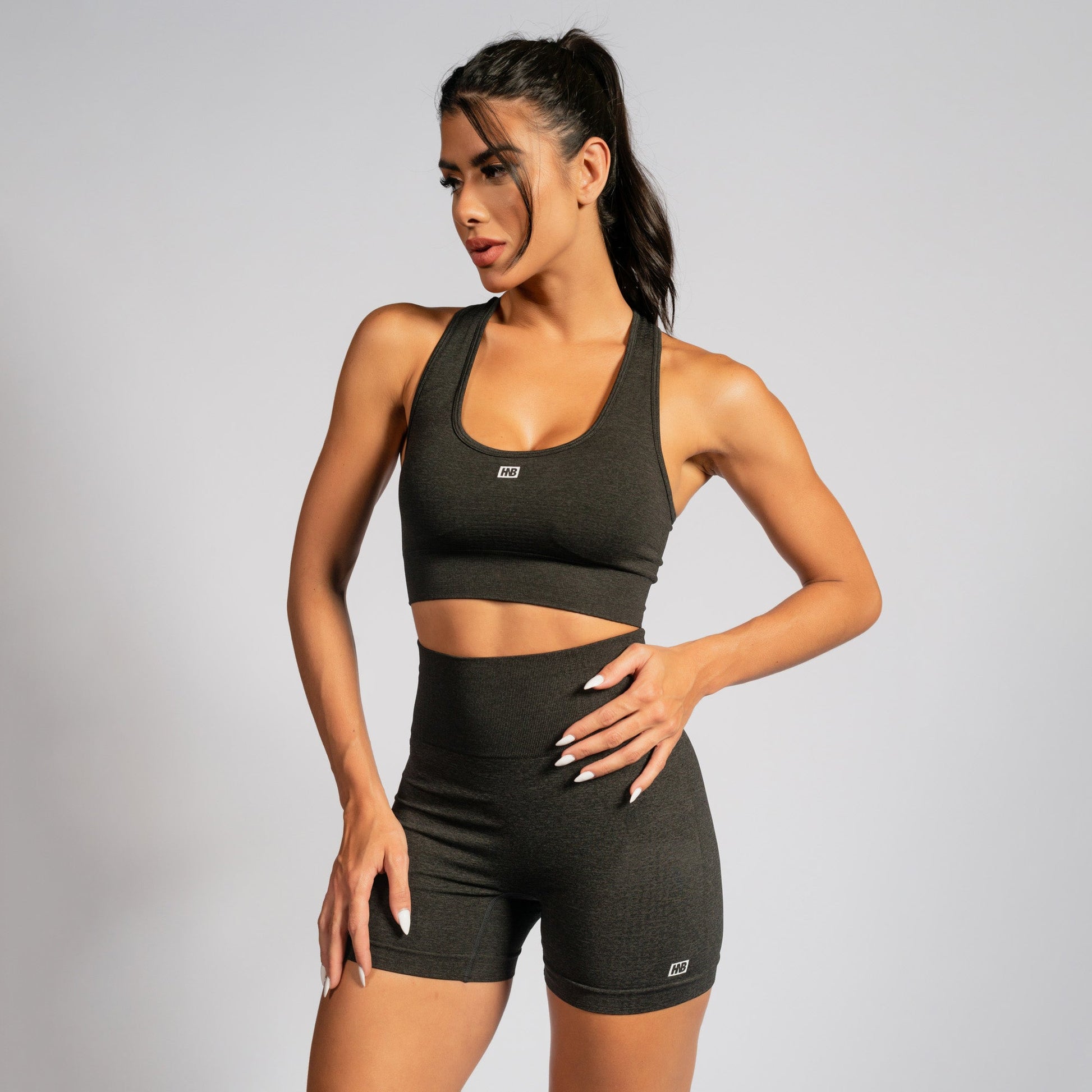 Conjunto Top e Calça Fitness Seamless Mescla Escuro TP1558