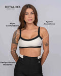 Conjunto Top e Calça Fitness Flow Duo Off White com Super Black