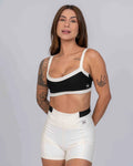 Conjunto Top e Calça Fitness Flow Duo Super Black com Off White