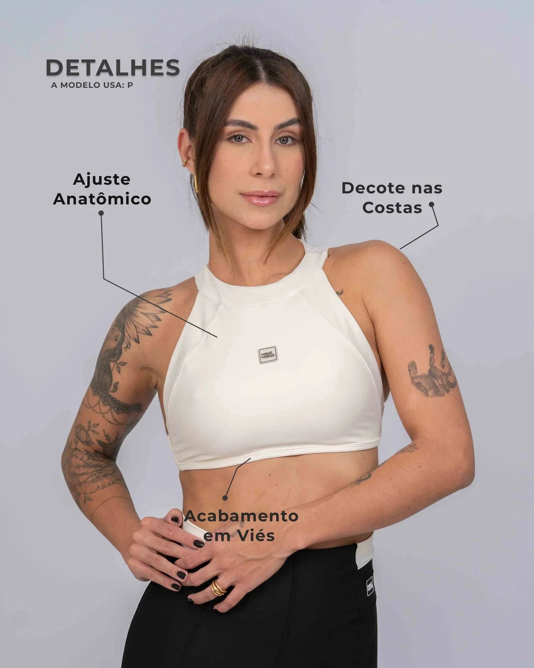 Conjunto Top e Calça Fitness Madu Off White