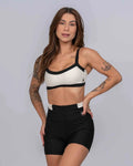 Conjunto Top e Calça Fitness Flow Duo Off White com Super Black