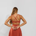 Conjunto Top e Calça Fitness Poliamida Premium Recortes em Tecido Texturizado Laranja TP1879