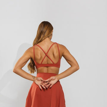 Conjunto Top e Calça Fitness Poliamida Premium Recortes em Tecido Texturizado Laranja TP1879