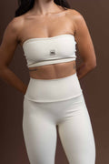 Conjunto Top e Calça Fitness Tomara Que Caia Allure Creme