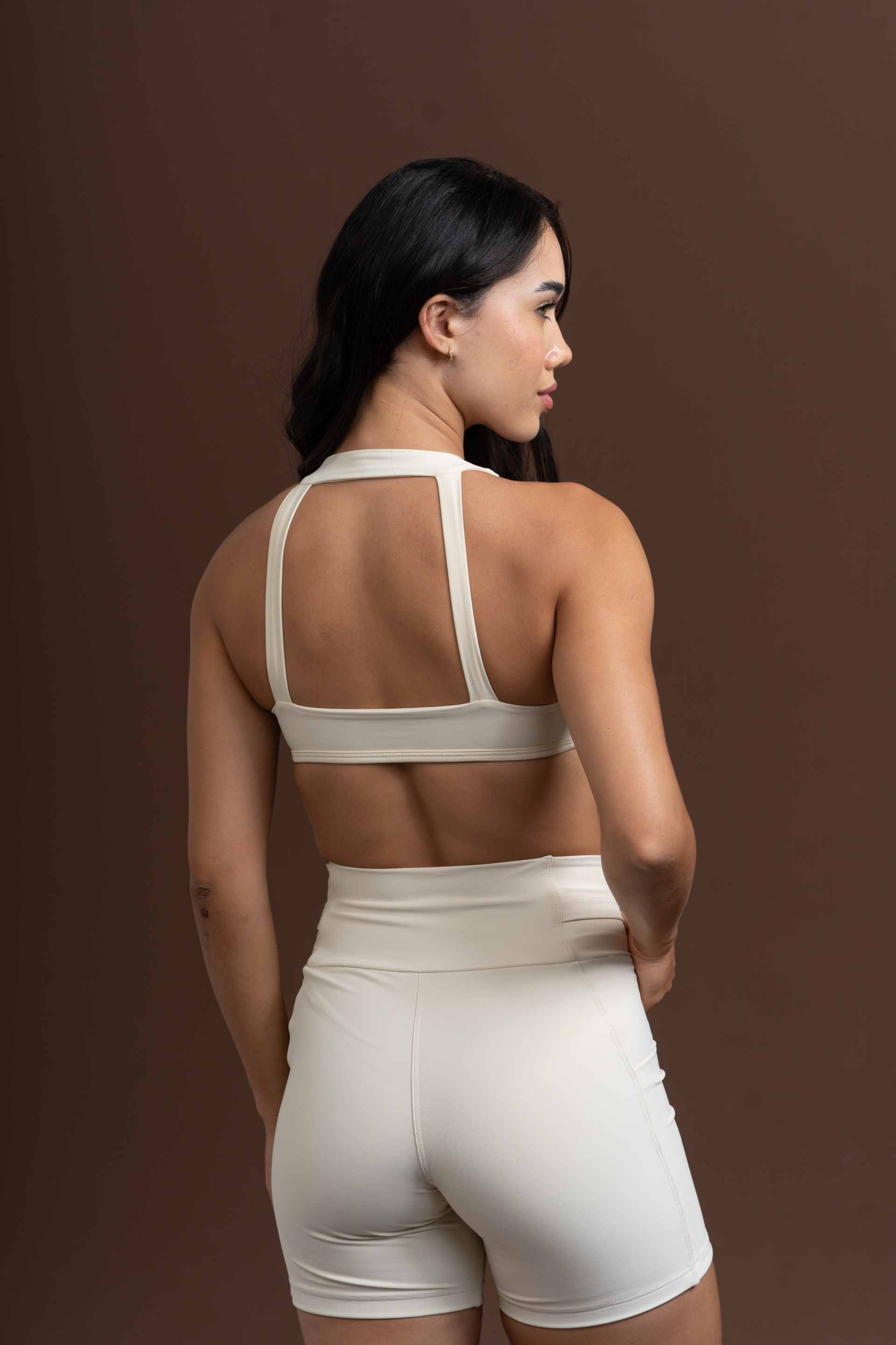 Conjunto Top e Calça Fitness Compressão Madu Creme