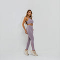 Calça Legging Premium Cós Antômico Superlargo Recorte Texturizado Lilás LG2396