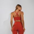 Conjunto Top e Calça Fitness Tecido Duplo Texturizado Premium Bojo Embutido Laranja TP1864