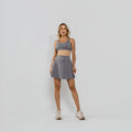 Conjunto Top e Calça Fitness Poliamida Premium Recortes em Tecido Texturizado Chumbo TP1880