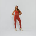 Calça Legging  Poliamida Texturizada Cós Alto Duplo Laranja LG2393