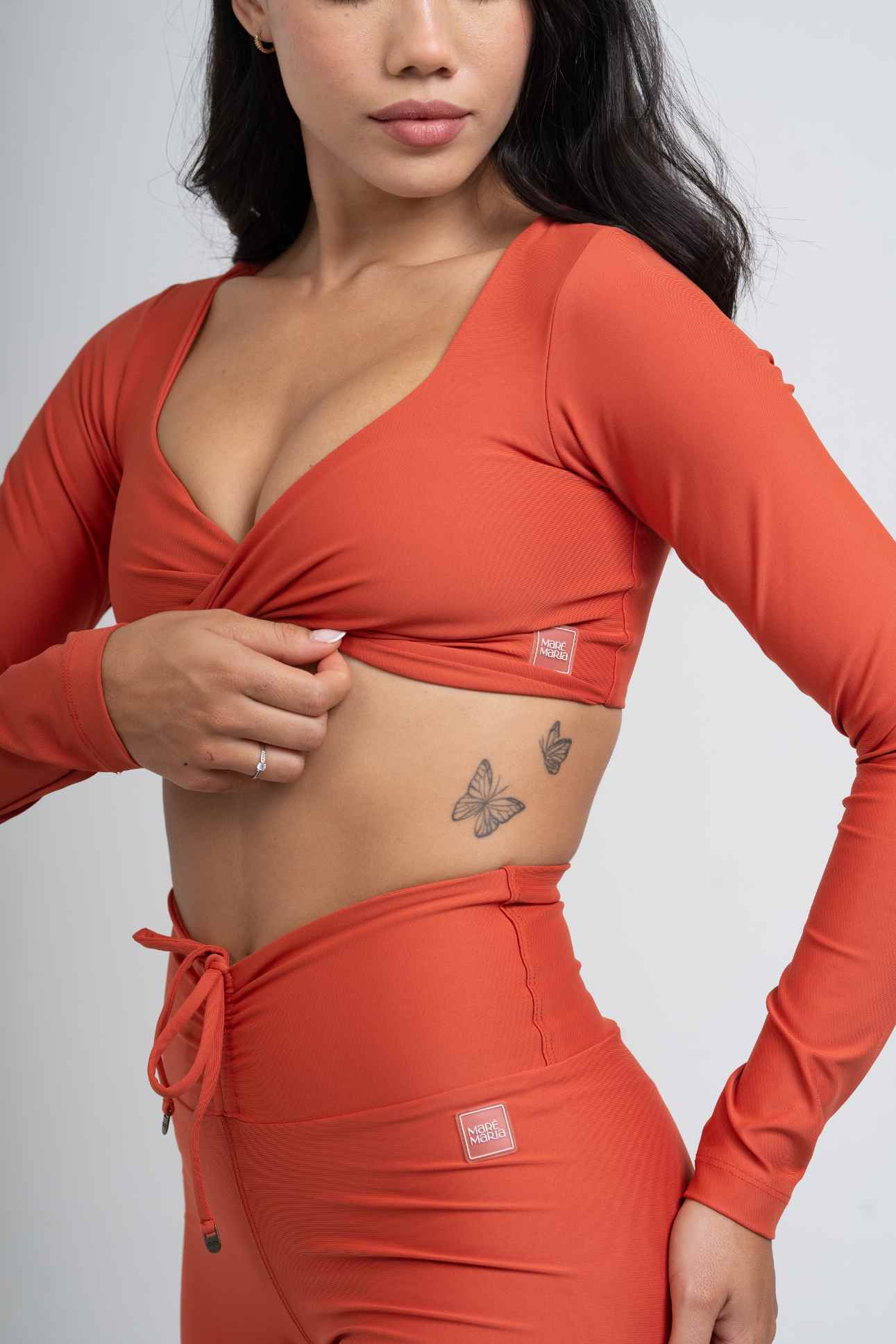 Conjunto Top e Calça Fitness Compressão Manga Longa Infinity Telha