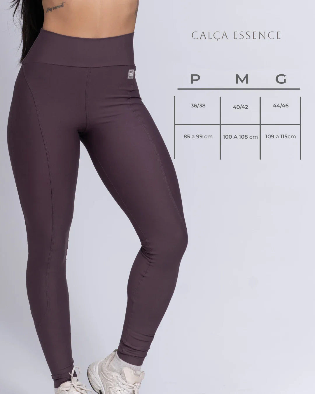 Calça Legging Essence Ameixa Terrosa s/ costura frontal compressão