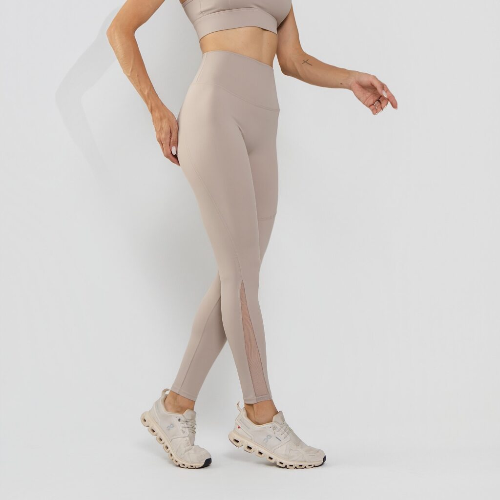 Calça Legging Premium Cós Antômico Superlargo Recorte Texturizado Areia LG2397
