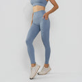 Calça Legging Premium Cós Antômico Superlargo Recorte Texturizado Azul LG2398