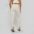 Calça Legging Poliamida Texturizada Cós Alto Duplo Off White LG2391