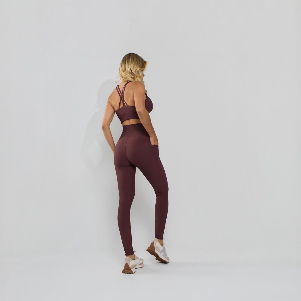 Calça Legging Poliamida Texturizada Cós Alto Duplo Lilás LG2394