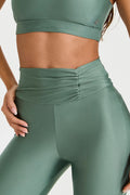 Legging Franzida Alta Compressão Verde Eucalipto