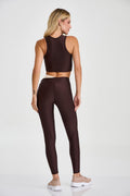 Legging Recortes Bolso Lateral Marrom Coffe