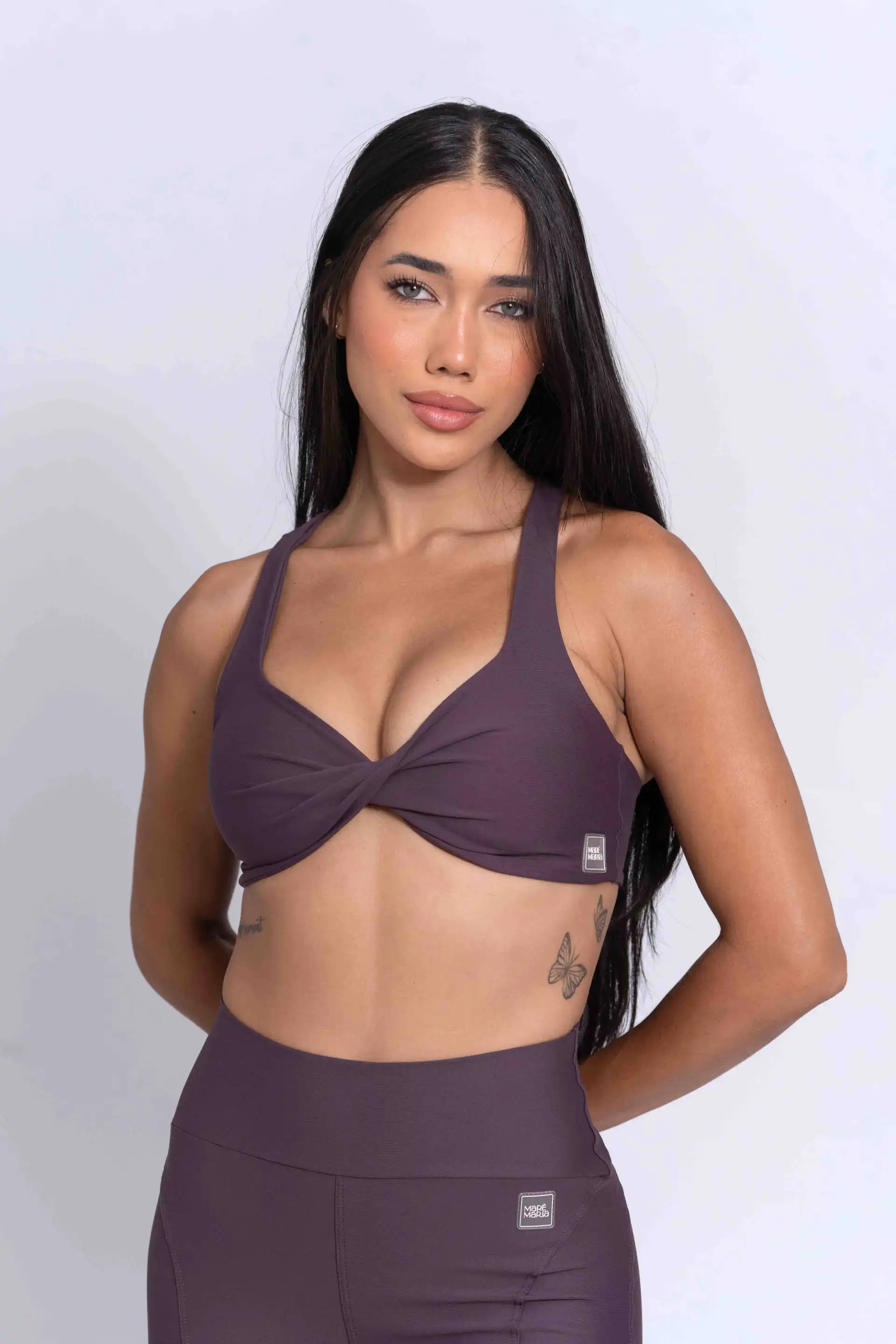Conjunto Top e Calça Fitness Infinity Ameixa Terrosa