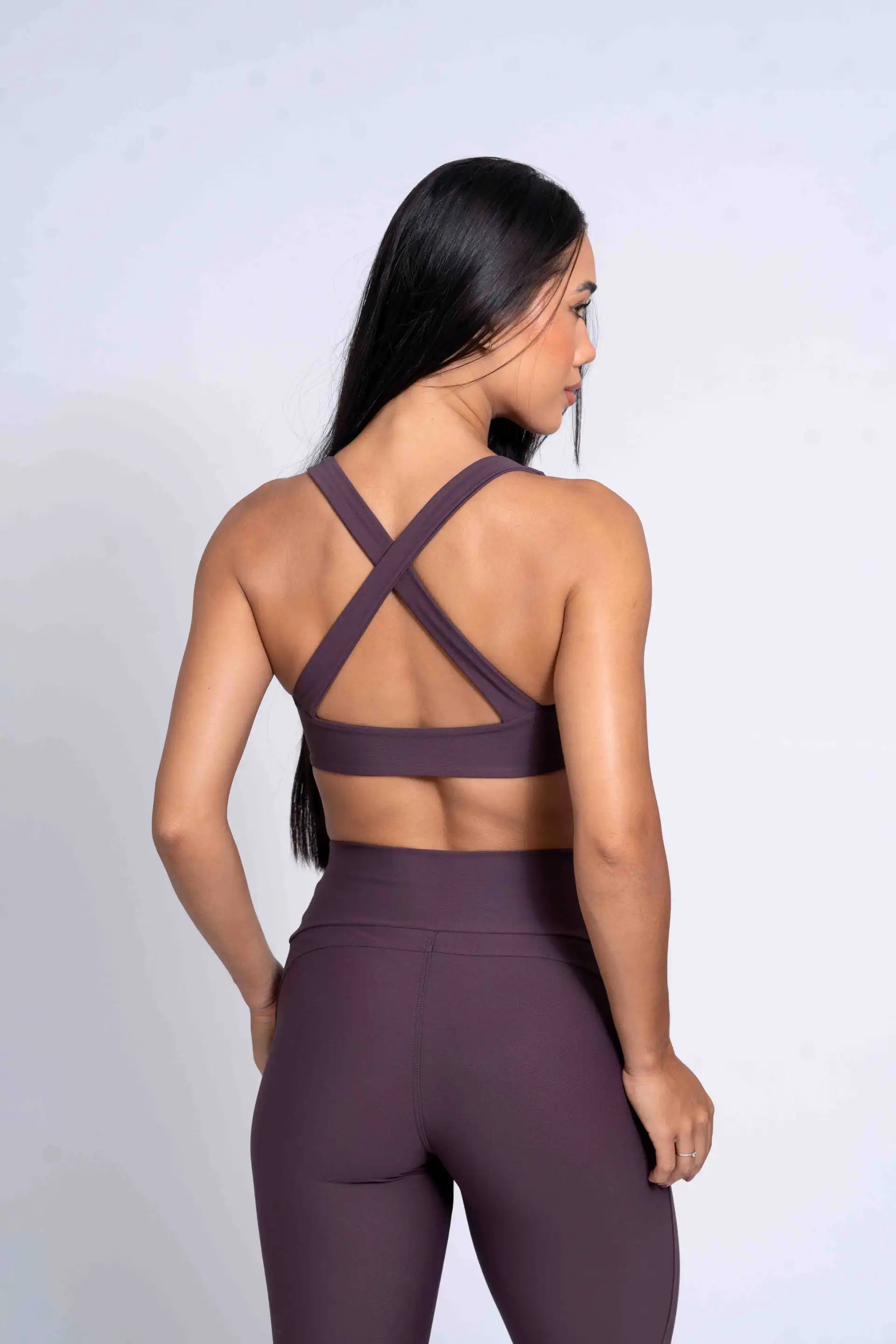 Conjunto Top e Calça Fitness Infinity Ameixa Terrosa