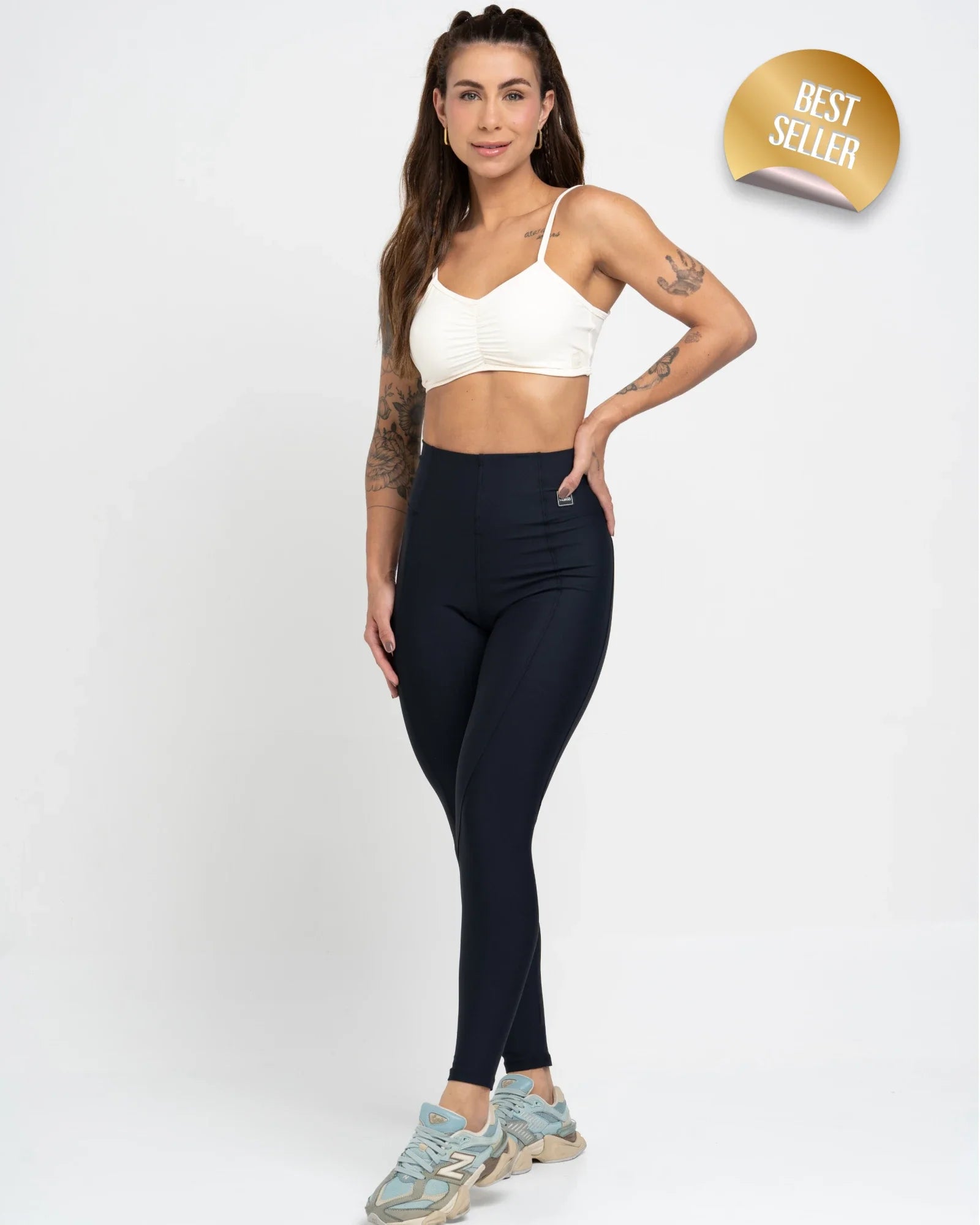 Calça Legging Classic Preta Cintura Alta  Zero Transparência  Compressão Ideal