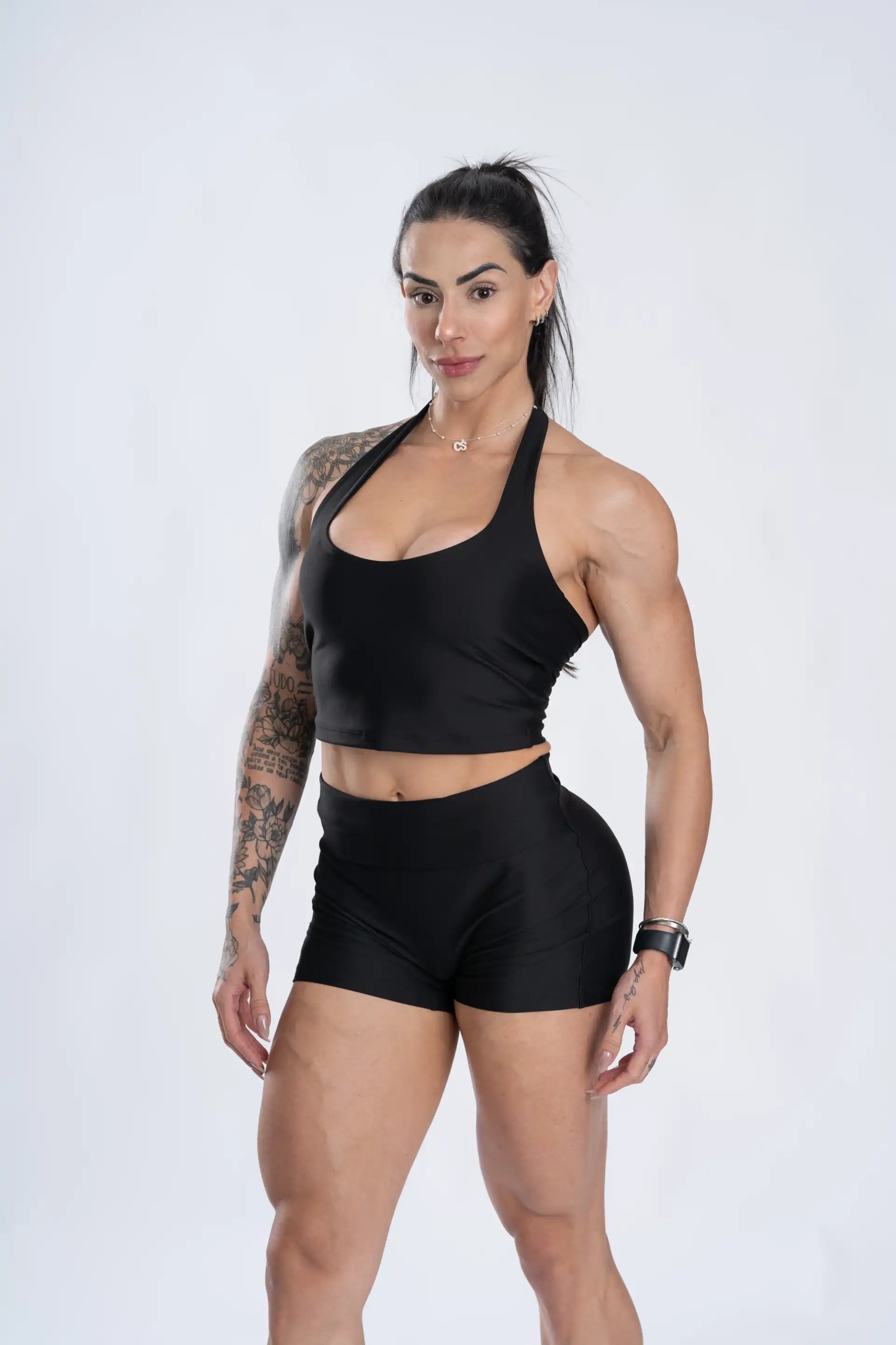 Conjunto Top e Calça Fitness Frente Única Core Super Black