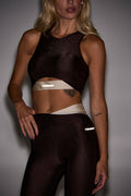 Conjunto Top e Calça Glow Para Yoga Marrom Coffee