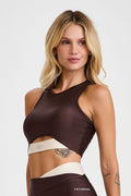 Conjunto Top e Calça Glow Para Yoga Marrom Coffee