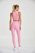 Conjunto Top e Calça Canelado Compressão Adaptiv Rosa Ballerina