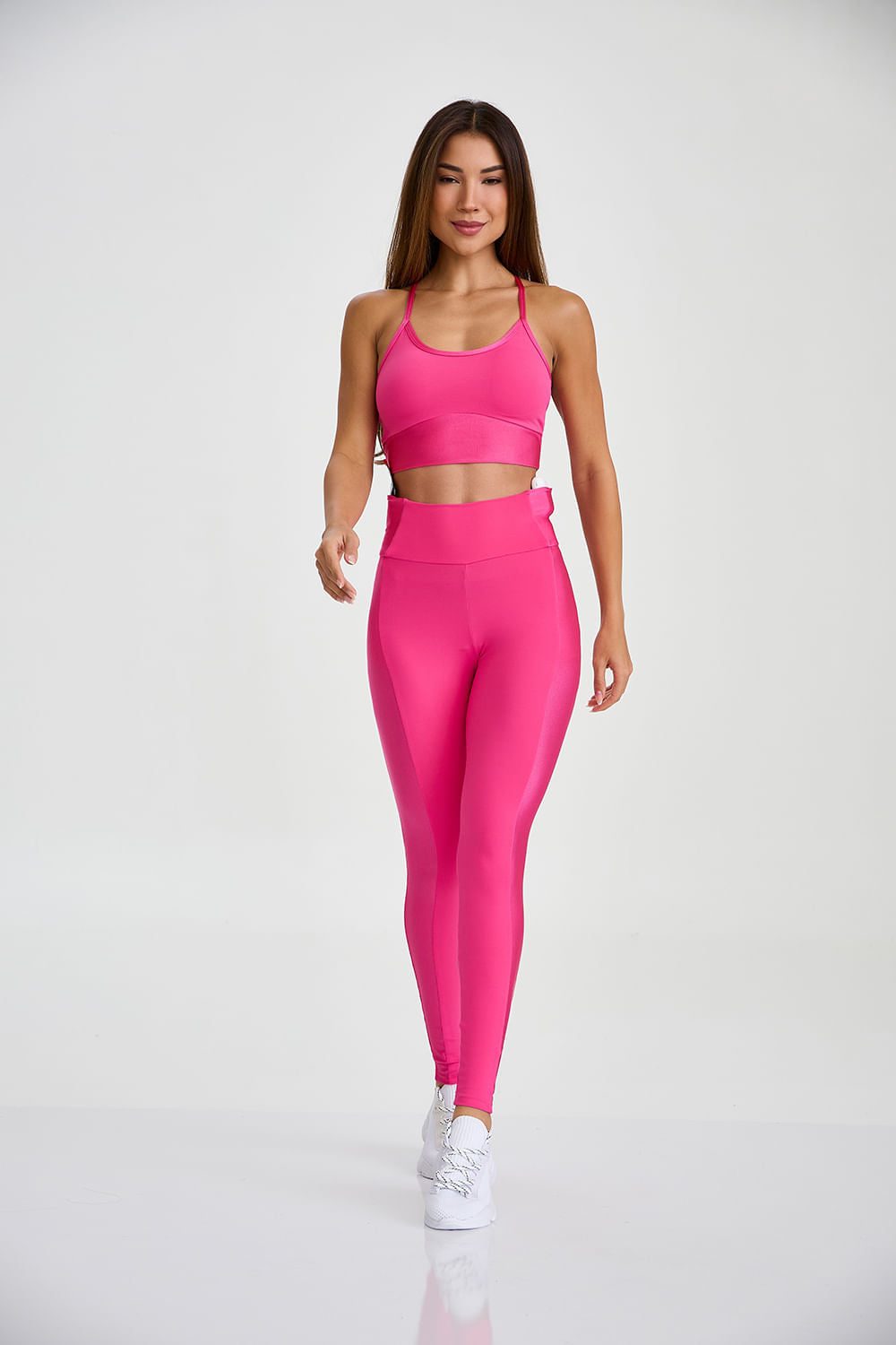 Conjunto Top e Calça Alça Fina Rosa Olinda