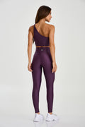 Conjunto Top e Calça Ombro Só Compressão Roxo Figo