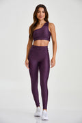Conjunto Top e Calça Ombro Só Compressão Roxo Figo