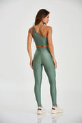 Conjunto Top e Calça Ombro Só Compressão Verde Eucalipto