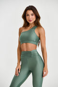 Conjunto Top e Calça Ombro Só Compressão Verde Eucalipto